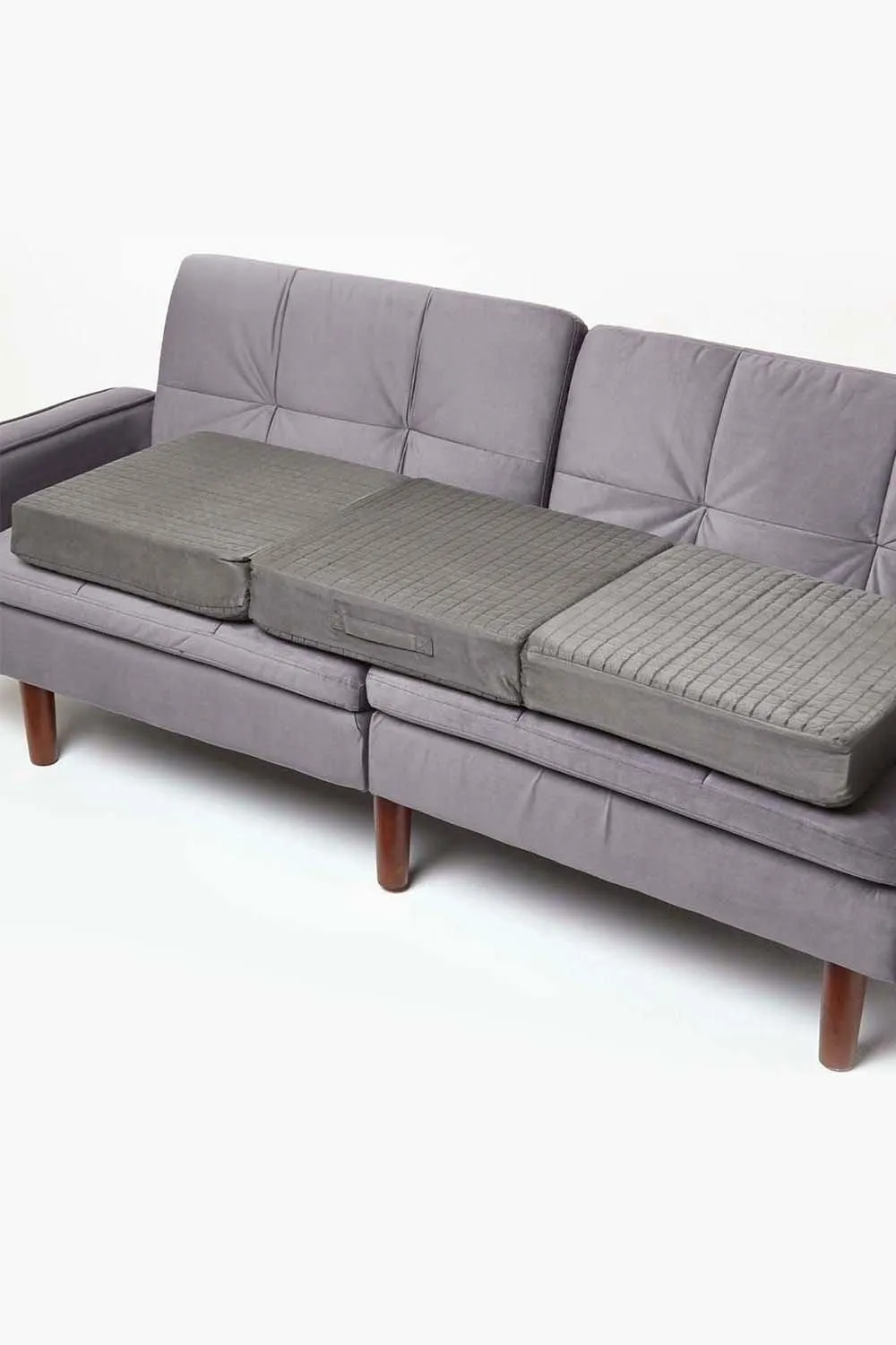 Homescapes Suede Orthopaedic Foam 3 Seater Booster Cushion in Grey 1