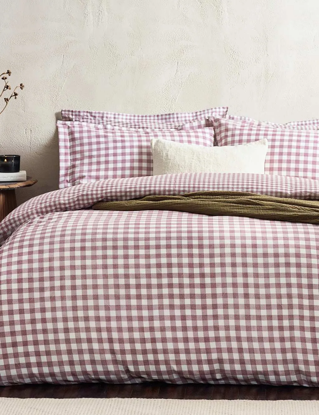 YARD Washed Cotton Barton Gingham Bedding Set White Mix