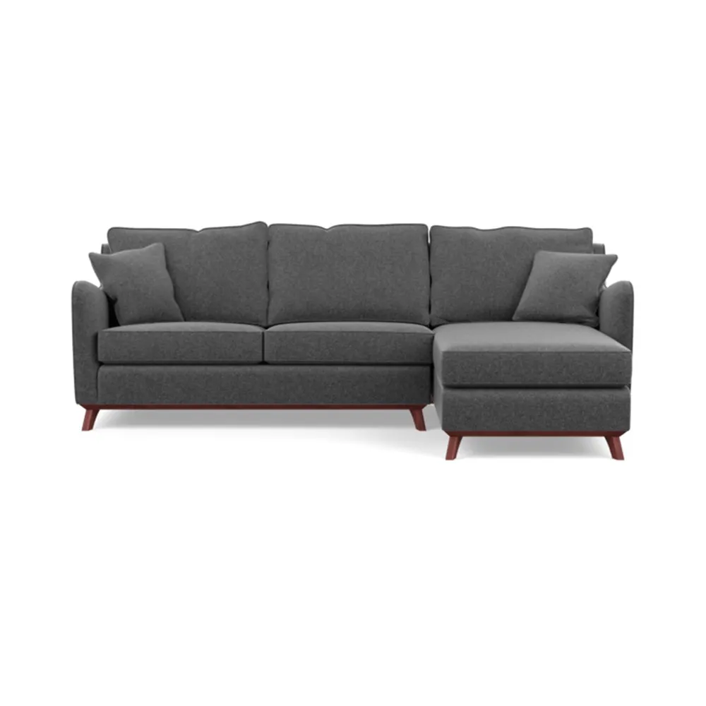 Heal's Ravello Right Hand Corner Sofa Melton Wool Granite Walnut Feet