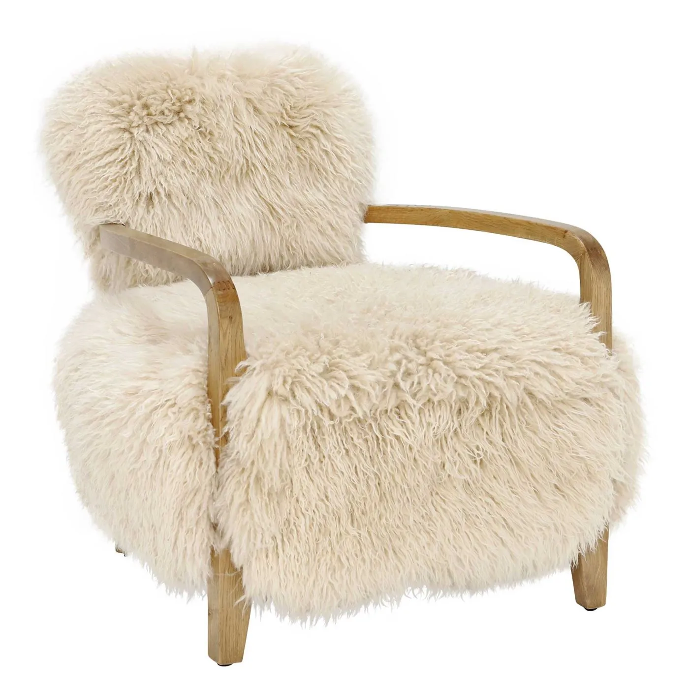 Timothy Oulton Cabana Yeti Sheepskin Chair - Yellow/Beige - W73 x D87 x H72cm - Barker & Stonehouse