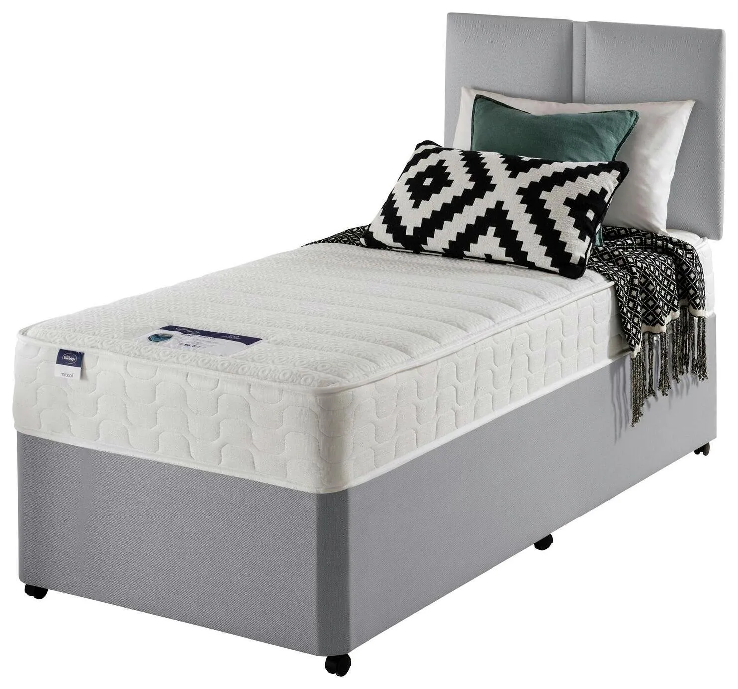 Silentnight Hatfield Memory Single Divan Bed - Grey