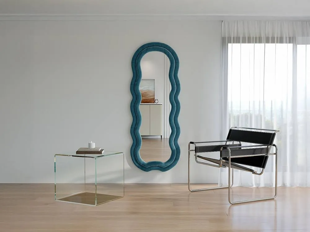 Vente-unique -Shaped Velvet Mirror - L60 X H160 Cm - Blue - LINOA