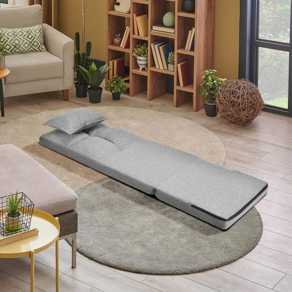 Costway Adjustable Floor Chair 6 Positions Folding Floor Sofa W/ Pillow in Grey 4