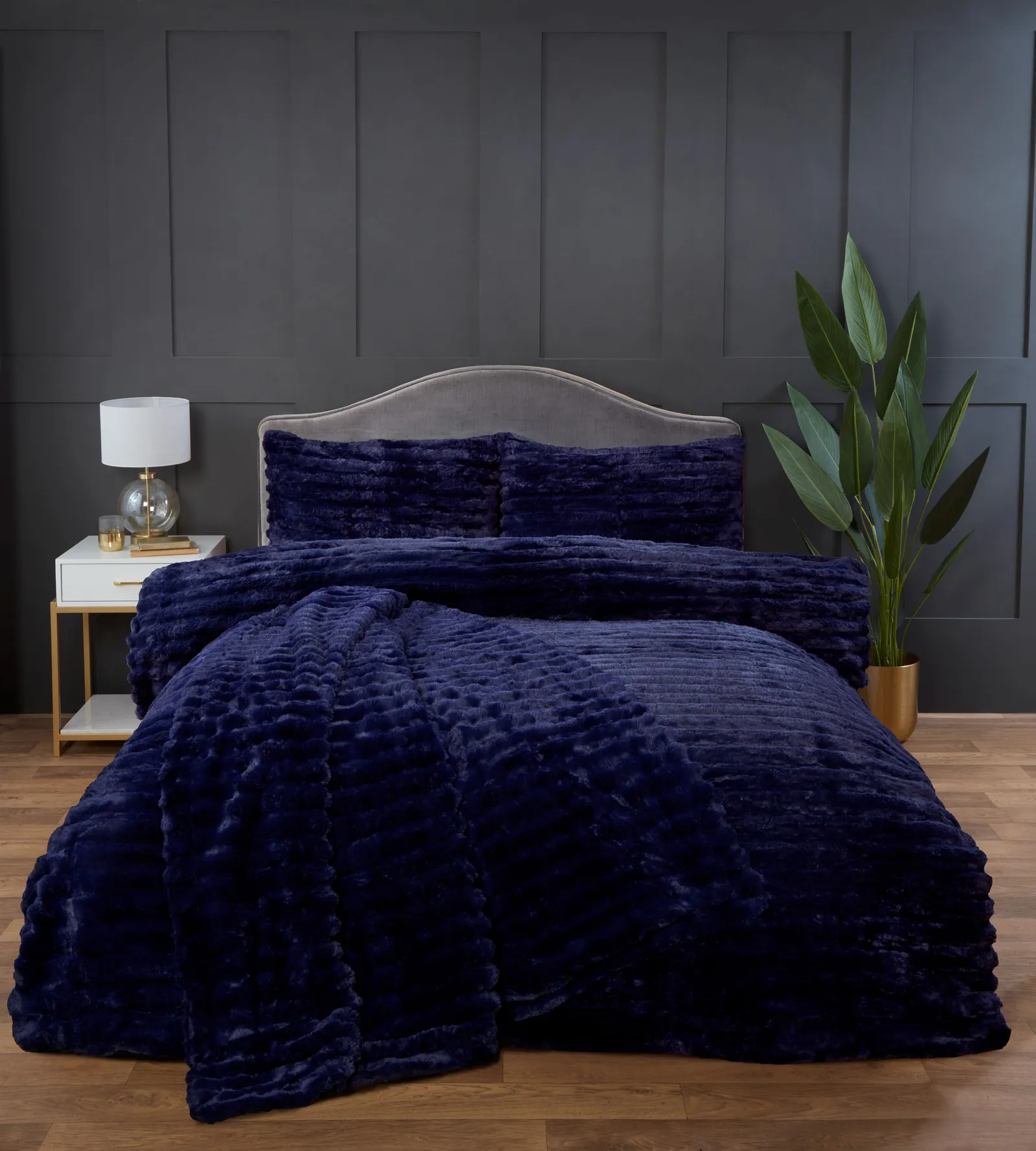 Rapport Home Chunky Ribbed Fur Polyester Soft & Cozy Duvet Cover Set With Pillowcase in Blue 4