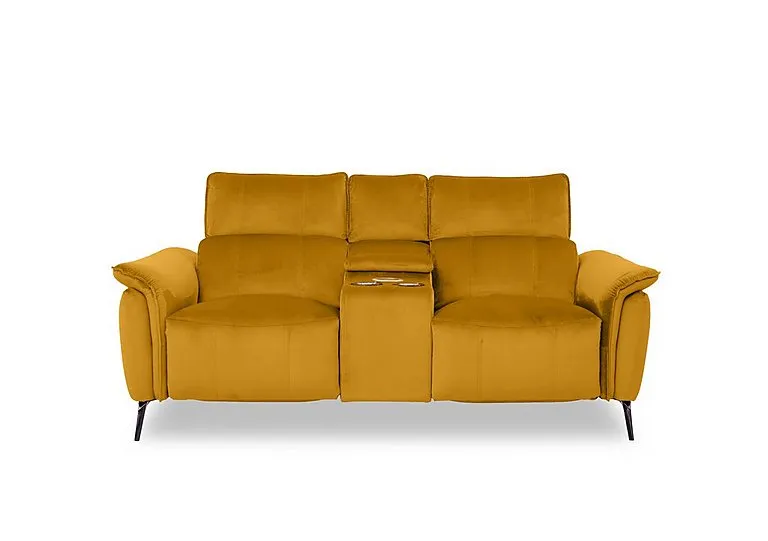 Jude Fabric 2 Seater Power Recliner Sofa with Smart Console and Power Headrests - Opulence Saffron