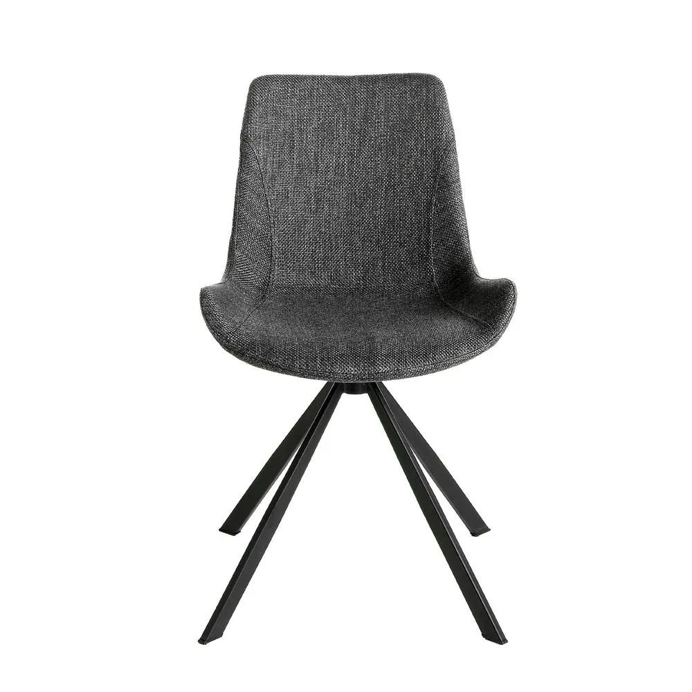 Angel Cerda Dark Gray Fabric Swivel Dining Chair with Black in Dark Grey 2