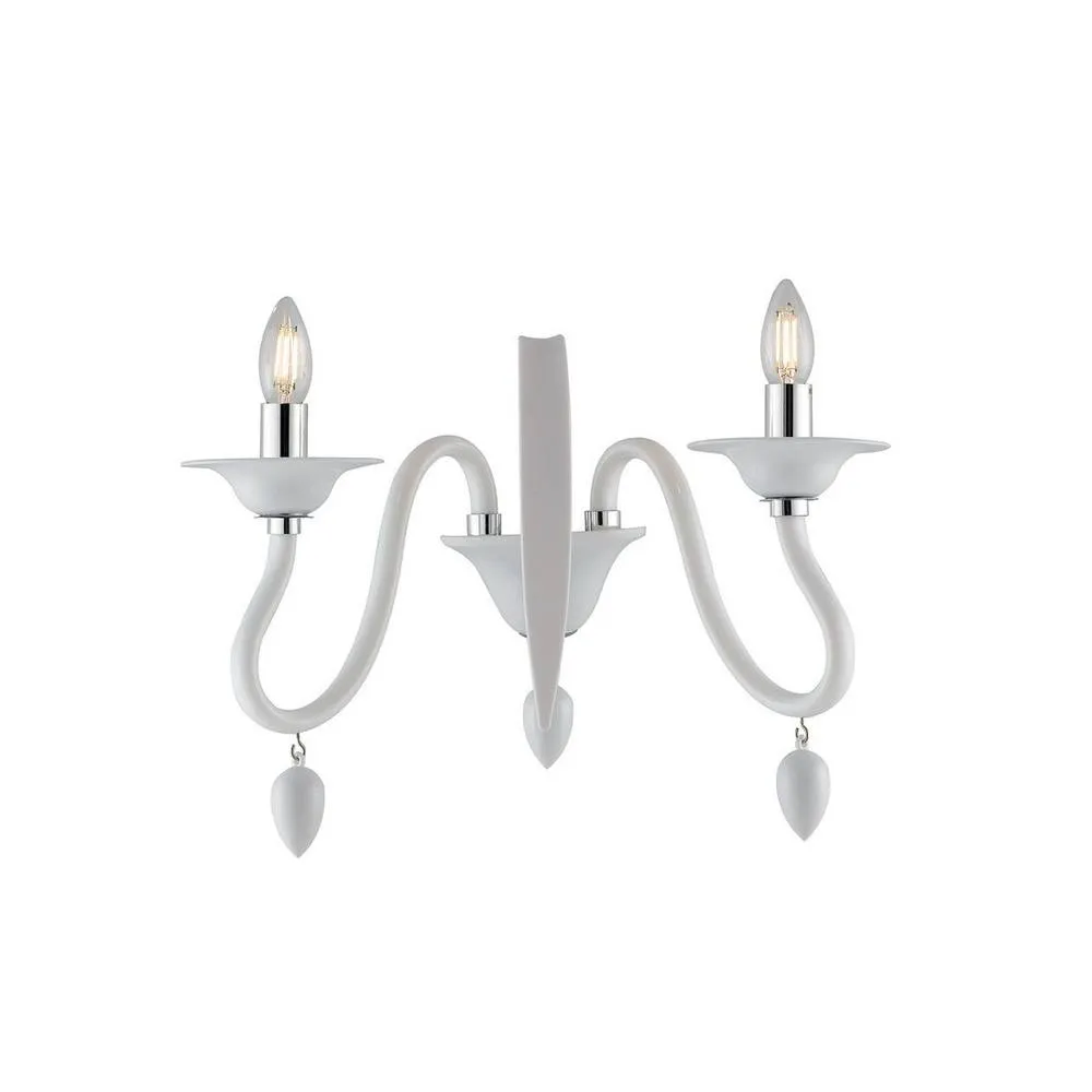 Netlighting ESTEFAN Twin 2 Light Candle Wall Light White 39x29x23cm
