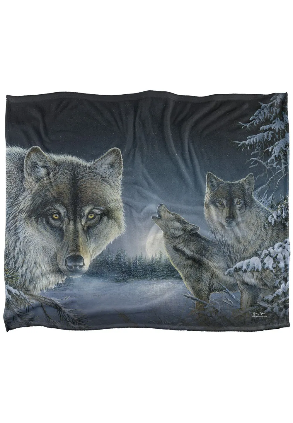 Wild Wings Midnight Wolves 2 Silky Touch Super Soft Throw Blanket 152 X 127 cm in White