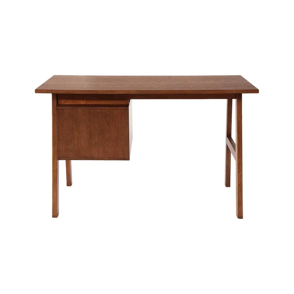 sweeek Desk with 2 drawers hevea wood & oak veneer in Dark Brown 6