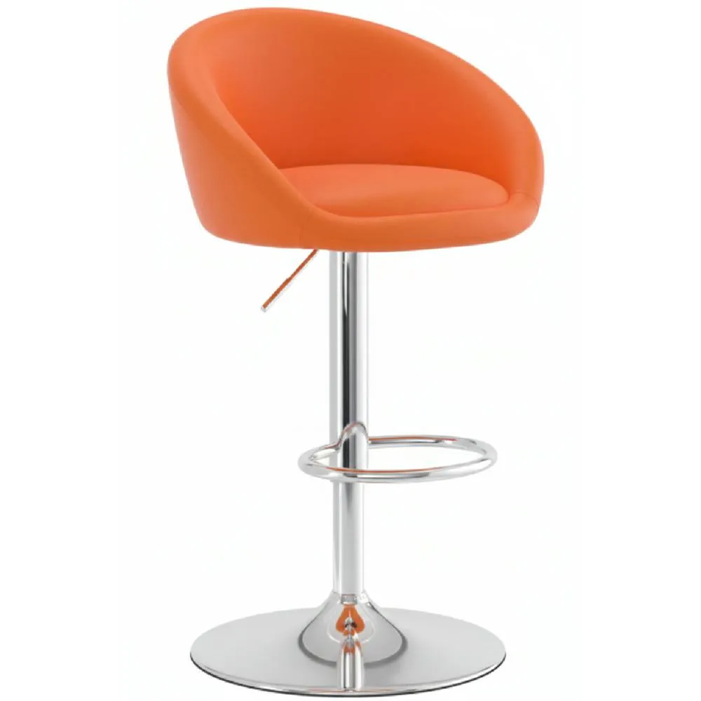 netfurniture Lombardy Kitchen Breakfast Bar Stool - Orange Seat Chrome Frame 2