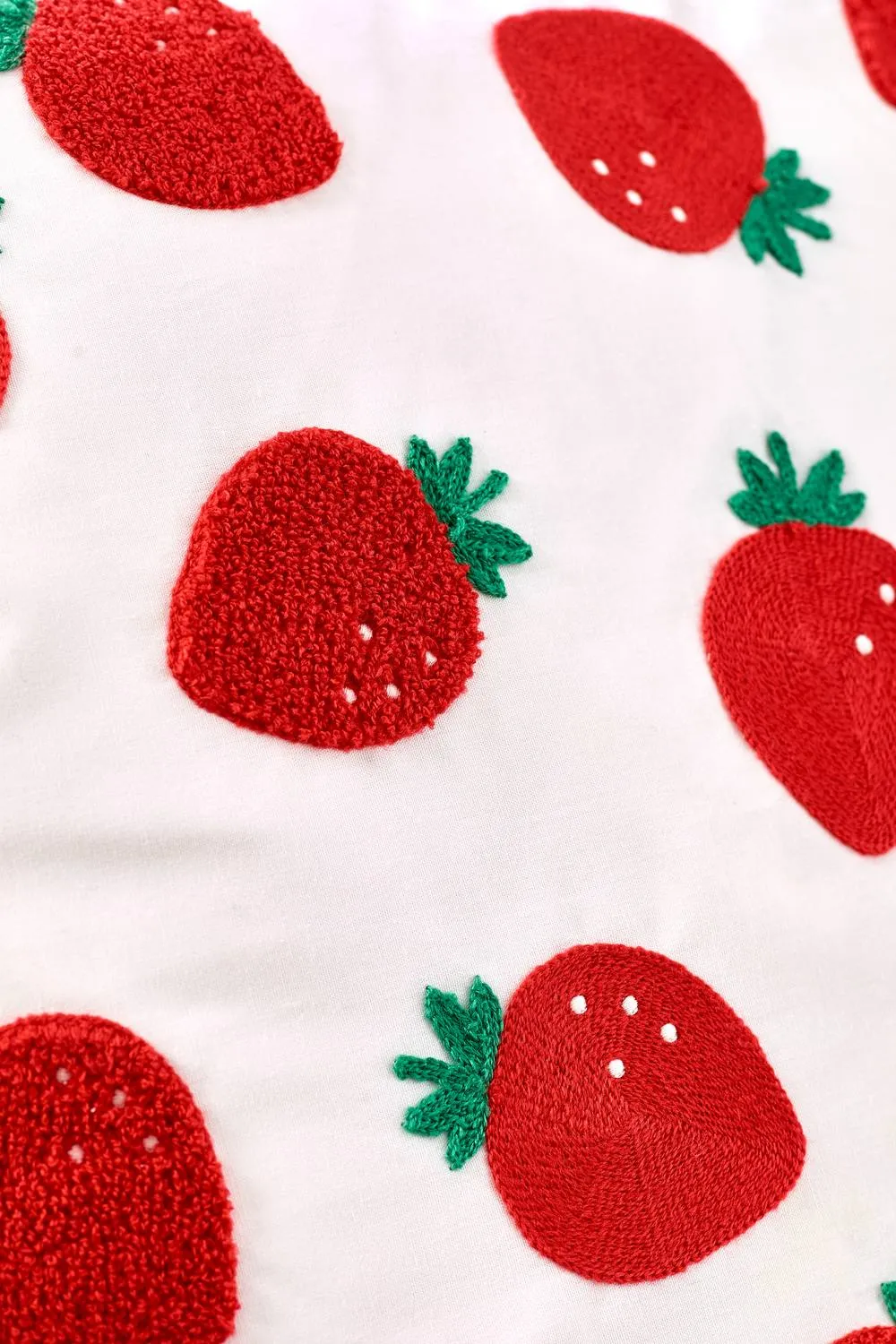 Catherine Lansfield 'Strawberry' Embroidered Cushion in Red 2