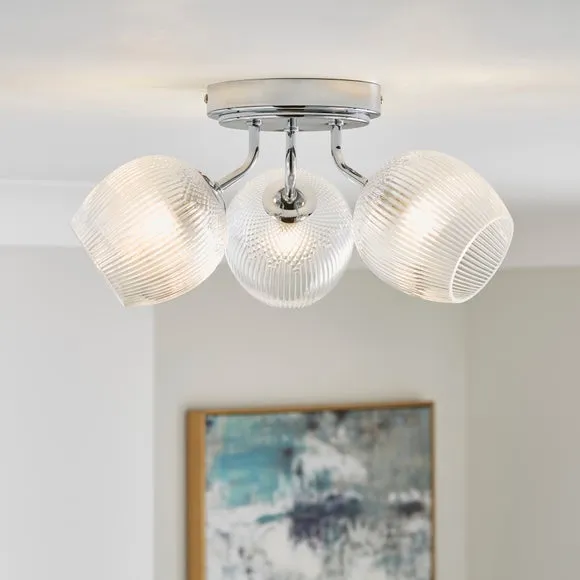 Cassia Ribbed 3 Light Semi Flush Ceiling Light 1