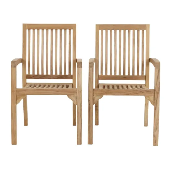 Set of 2 Teak Stacking Chairs 3