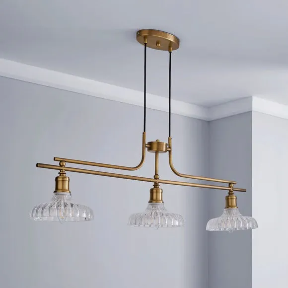 Colt Antique Brass 3 Light Diner Ceiling Light 2