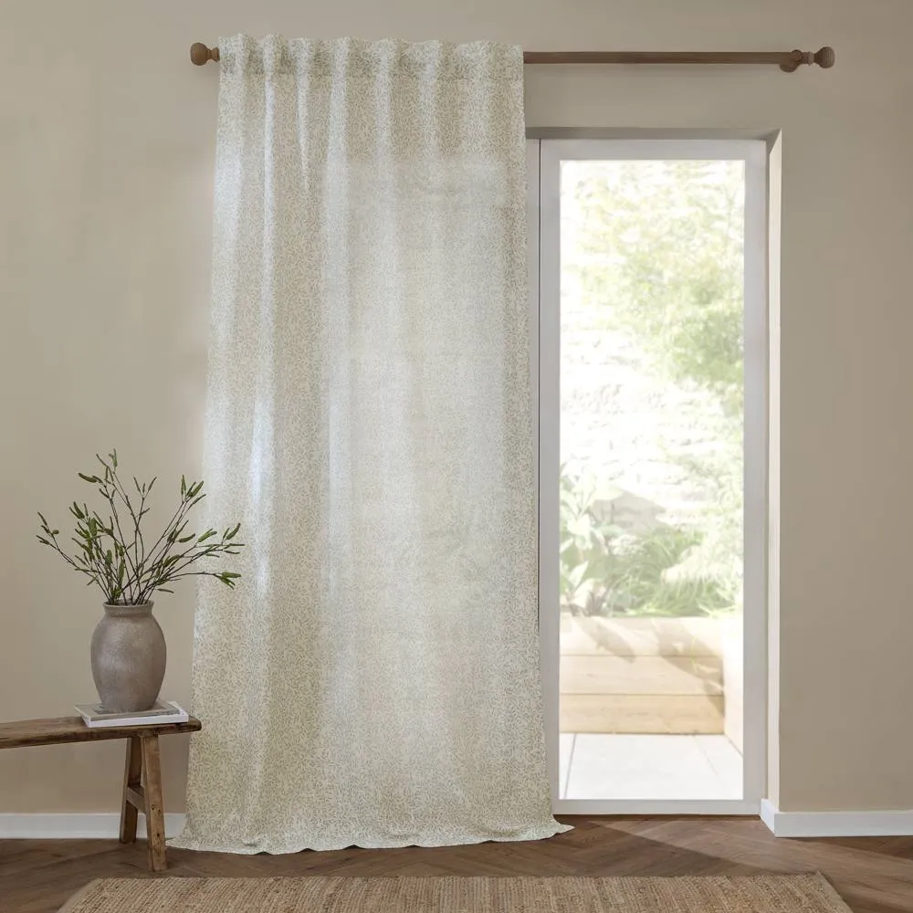 Yard Perrie Leaf Sheer Woven Tab Top Curtain Panel in Natural 2