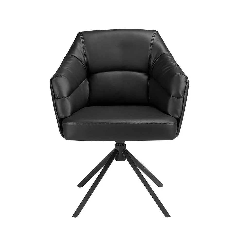 Angel Cerda Leatherette Swivel Dining Chair with Armrests in Black 2