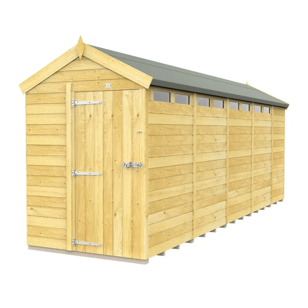 Buttercup Farm 5 x 19 Feet Apex Security Shed - Single Door - L560 x W147 x H217 cm in Brown