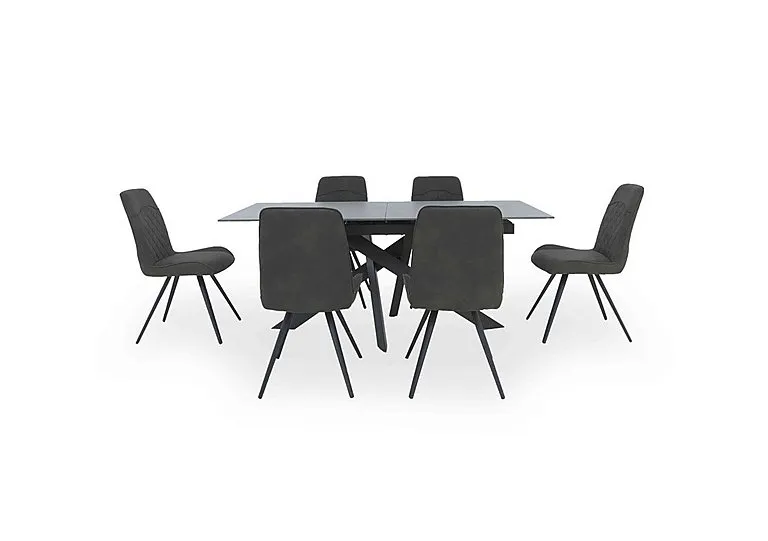 Warrior Grey Extending Dining Table with 6 Standard Chairs - Grey