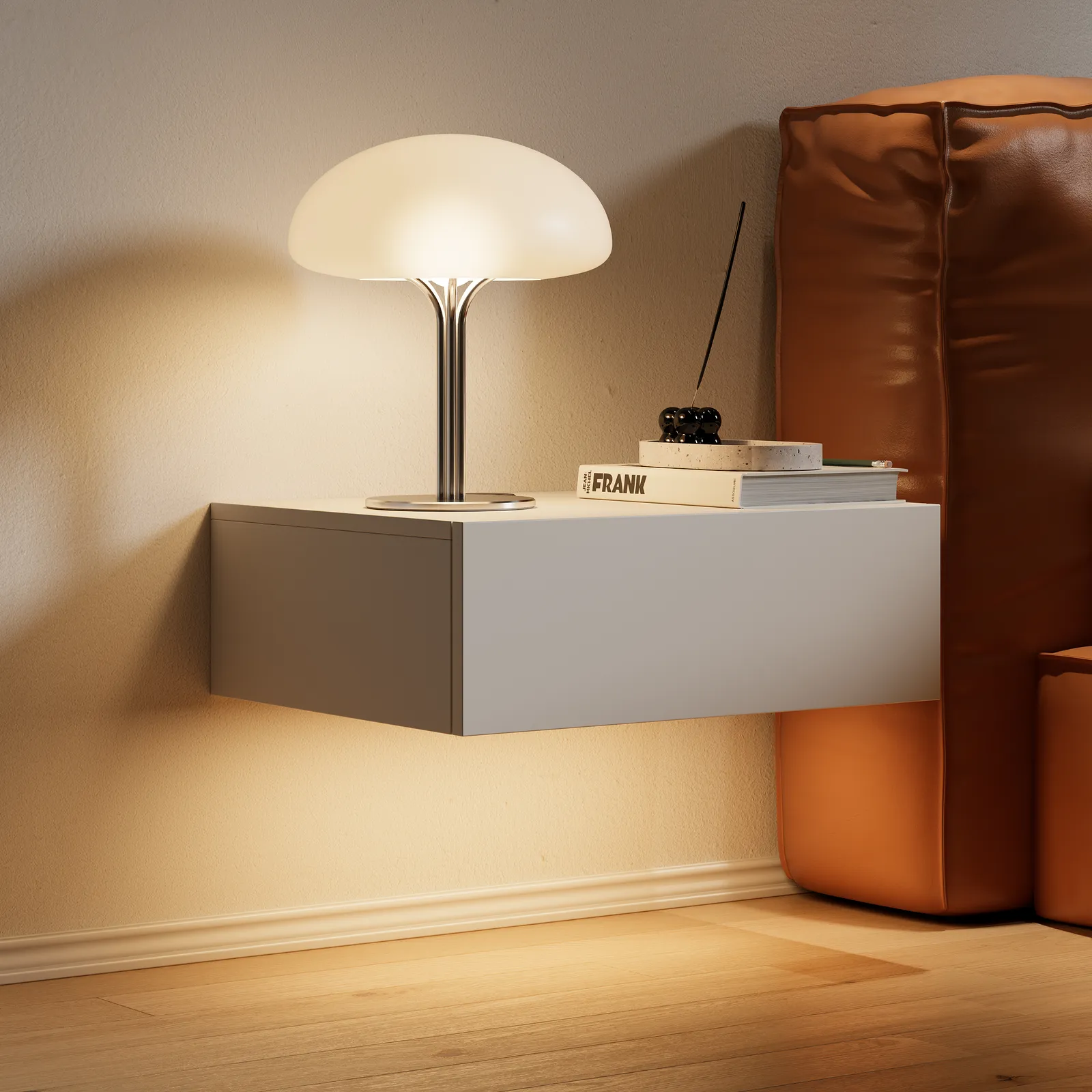 Lumio Floating Smart Bedside Table with Charging Station & Light