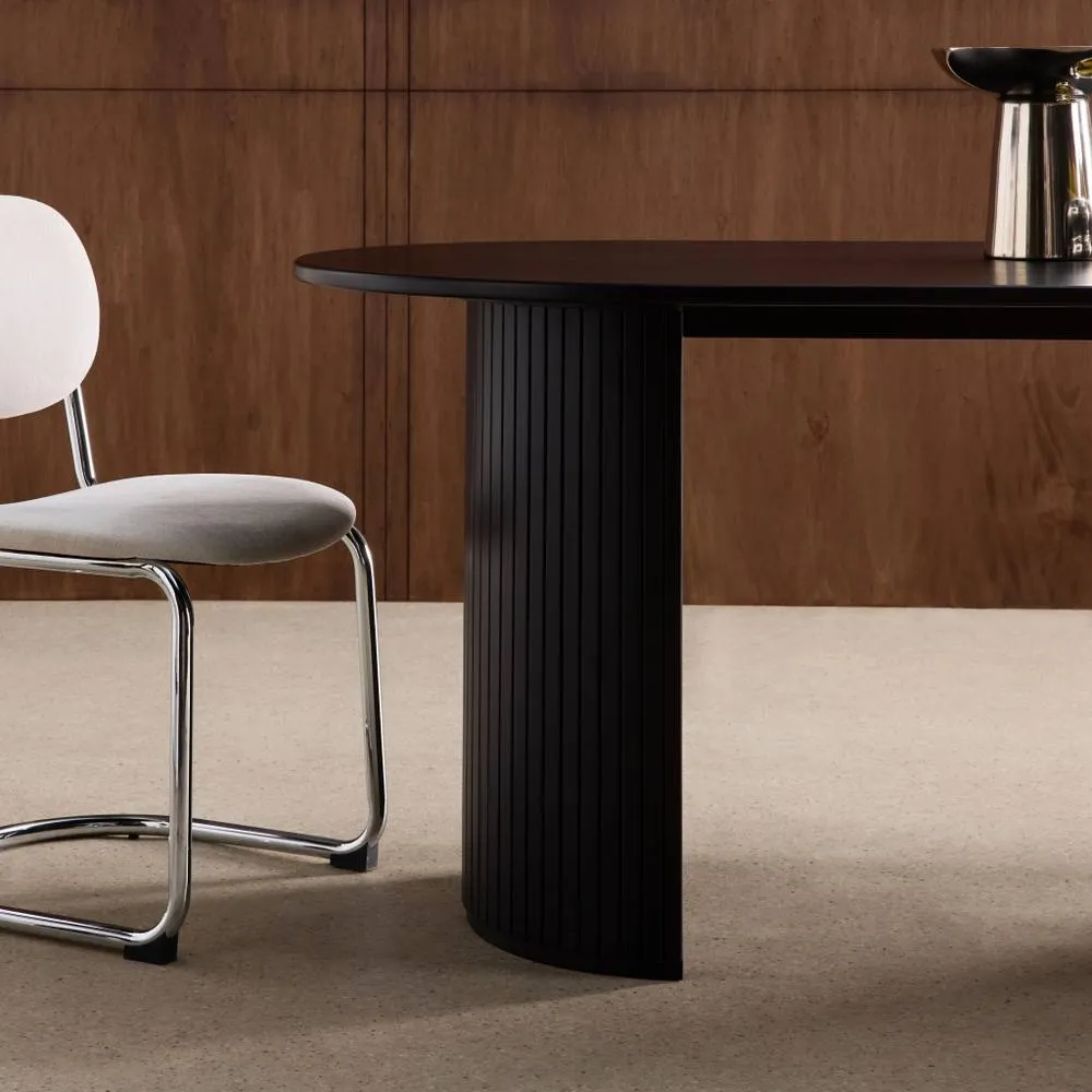 sweeek Oval dining table 200cm in rubberwood & oak veneer, seats 6-8 in Black 4