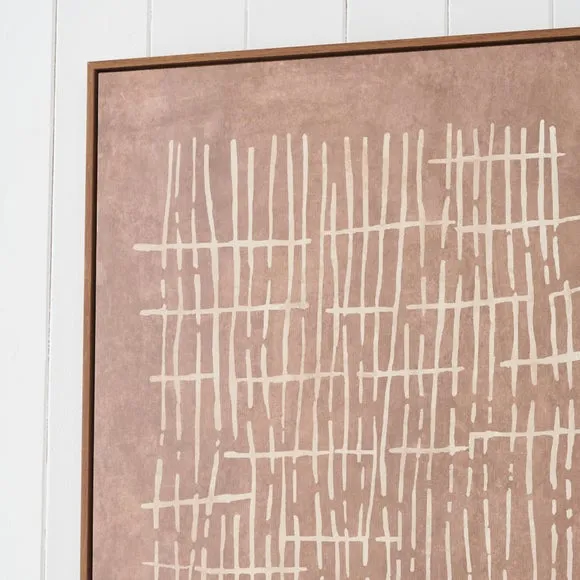 Brown & Natural Abstract Linear Design Framed Canvas 3