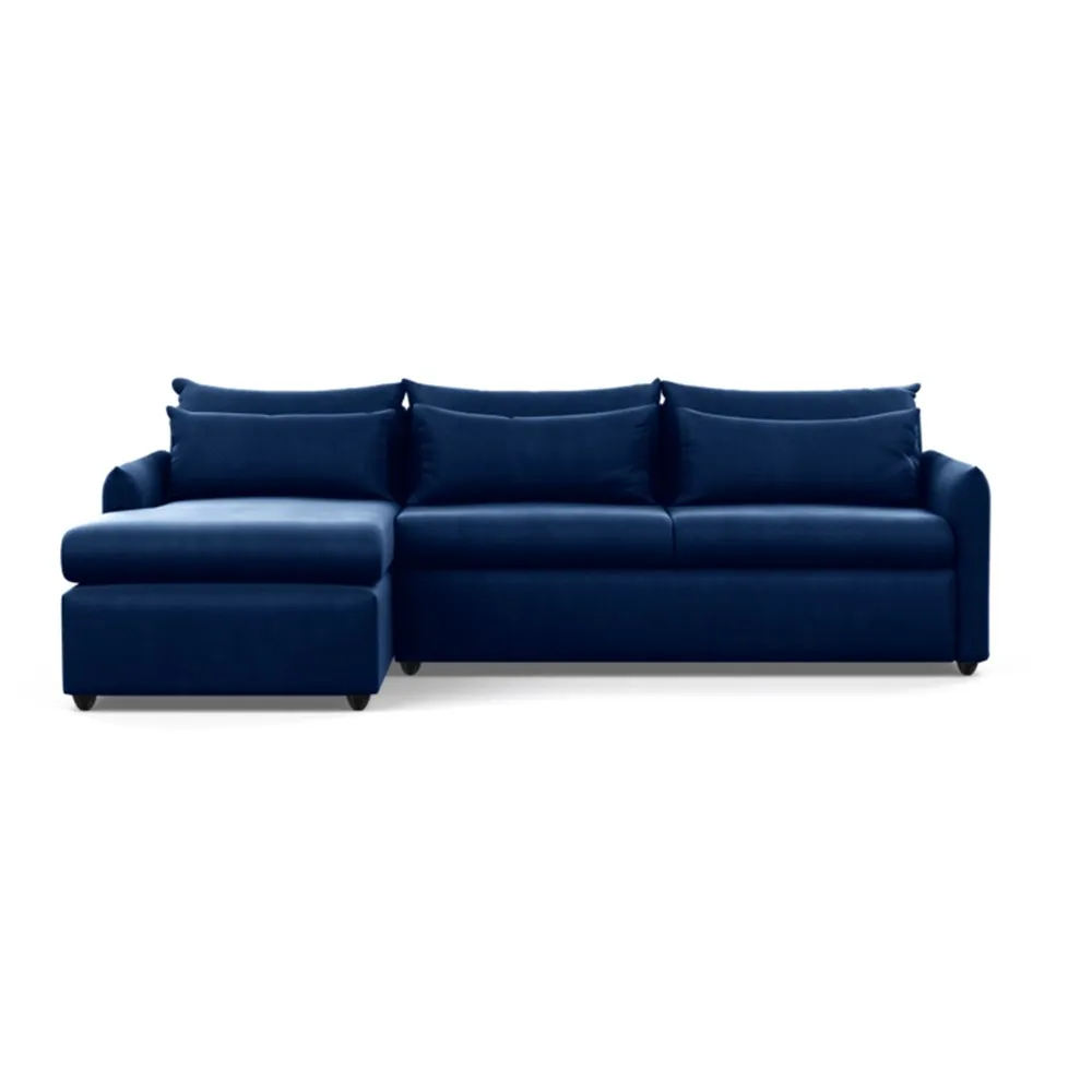 Heal's Pillow Large Left Hand Corner Chaise Velvet Midnight Black Feet