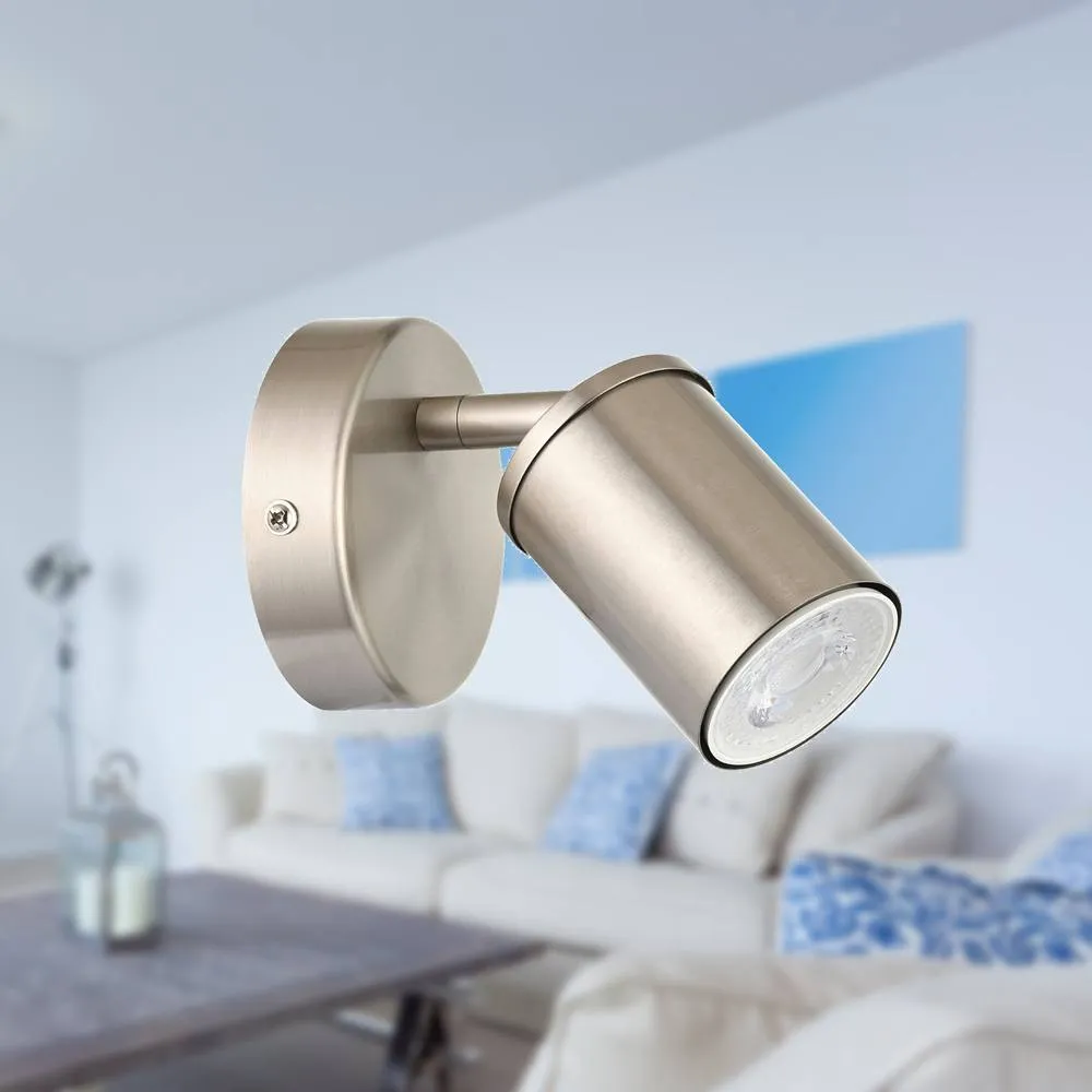 First Choice Lighting Larbert - Brushed Nickel Adjustable Spotlight for Wall or Ceiling in Silver 5