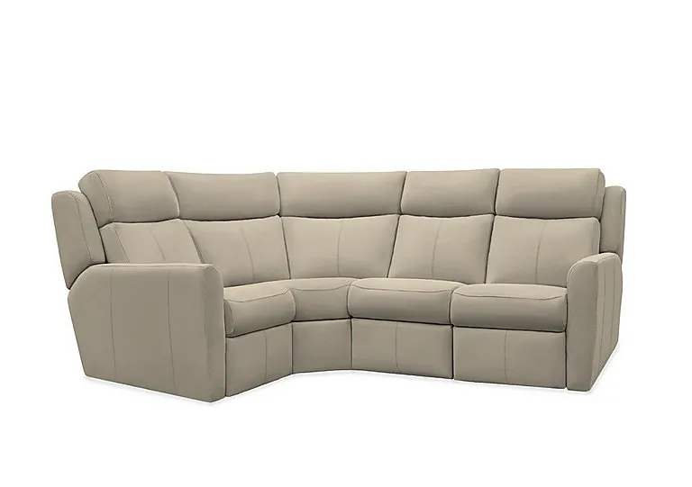 Wren Small Leather Left Hand Facing Corner Sofa - Oxford Mushroom