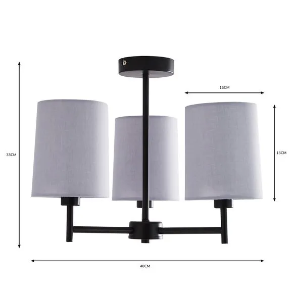 Prescot 3 Light Semi Flush Ceiling Light 6