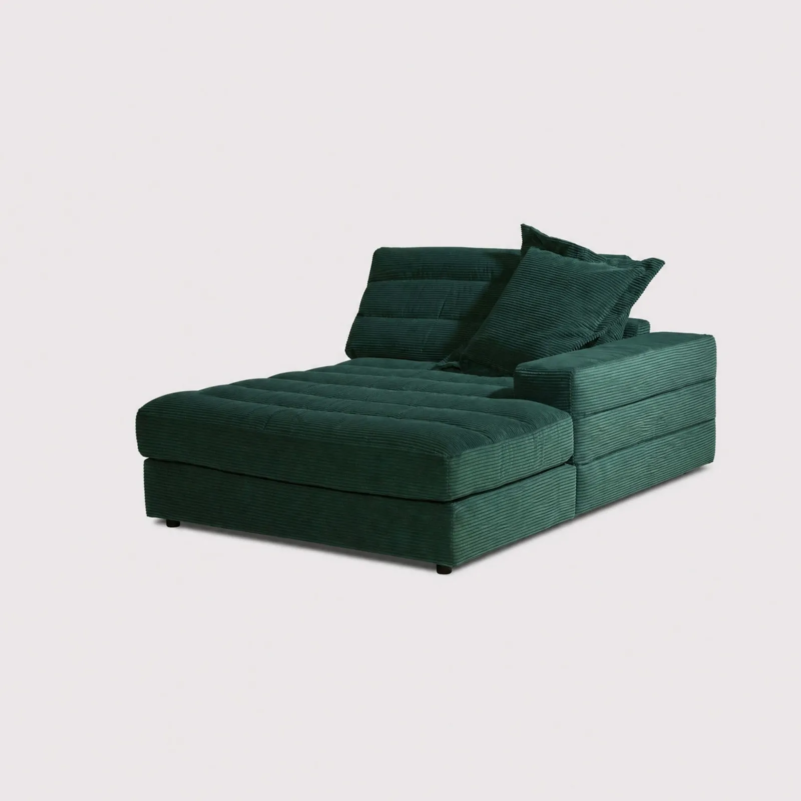 Twain Large Longchair Armrest Right Modular Sofa, Green Fabric | Barker & Stonehouse