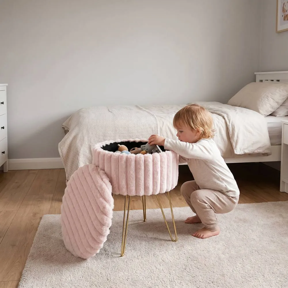 GAVENO CAVAILIA Ribbed Hairpin Storage Stool in Pink 4