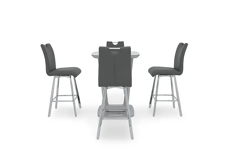 Nadal Table and 4 Swivel Bar Stools