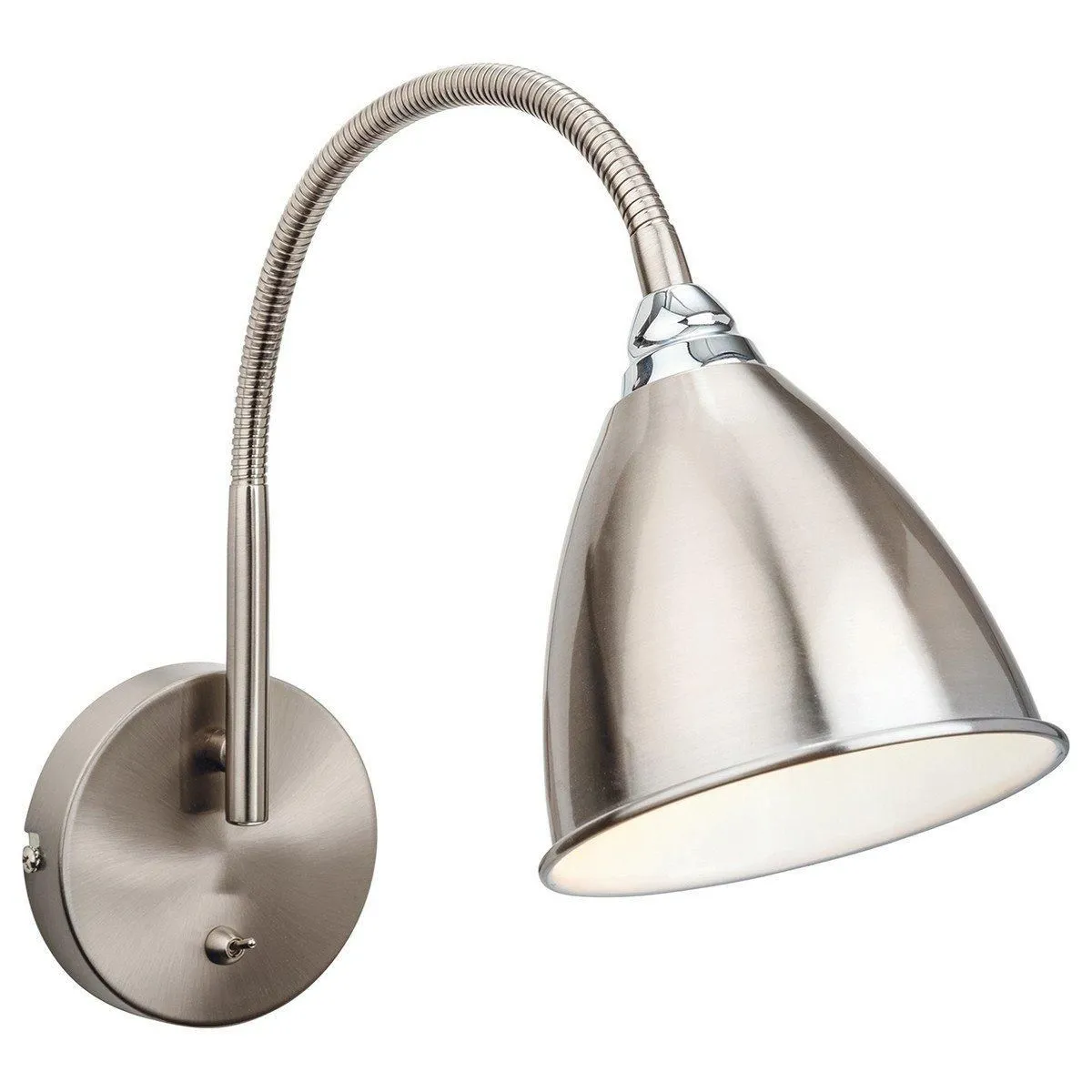 Netlighting Bari 1 Light Indoor Wall Light (Switched) Brushed Steel Chrome E14 in Grey