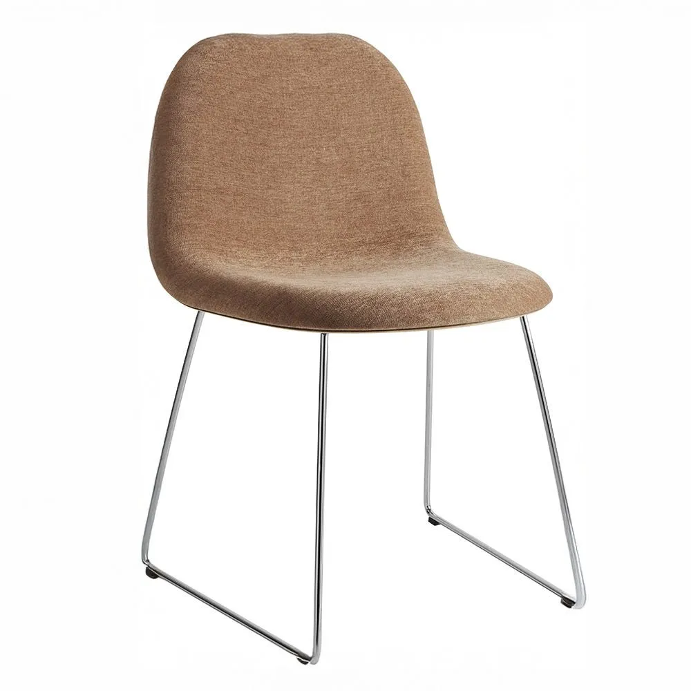 Gubi 3D Dining Chair Front Upholstered Dedar Belsuede 132 Walnut Stainless Steel 2