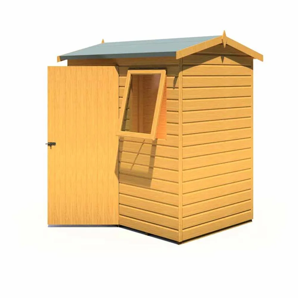 Shires Lewis 6 x 4 Feet Single Door Reverse Apex Style D Shed in Brown 4