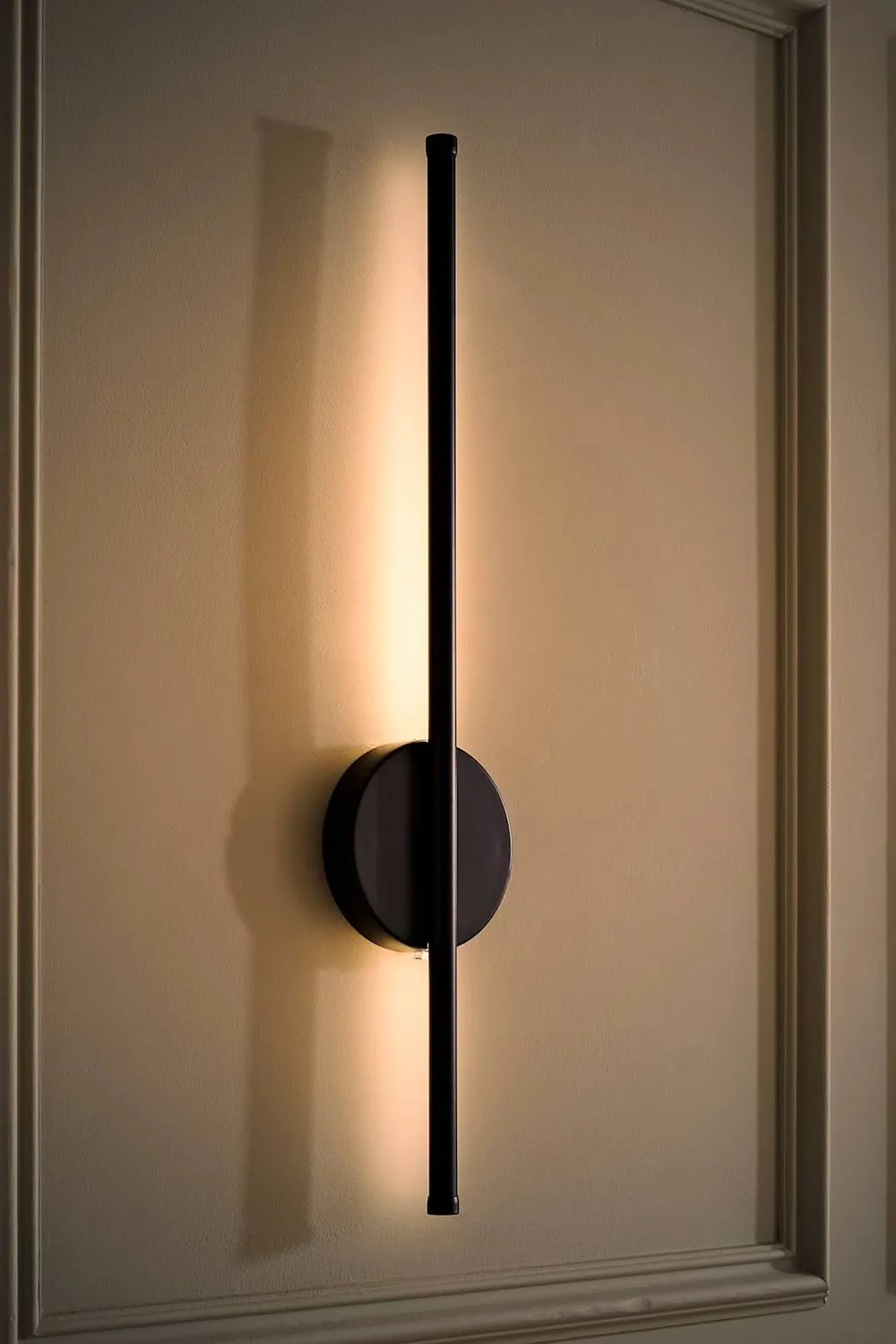 ValueLights Lymm Pair Pillar Rechargeable Slimline Stem LED Wall Light in Black 2