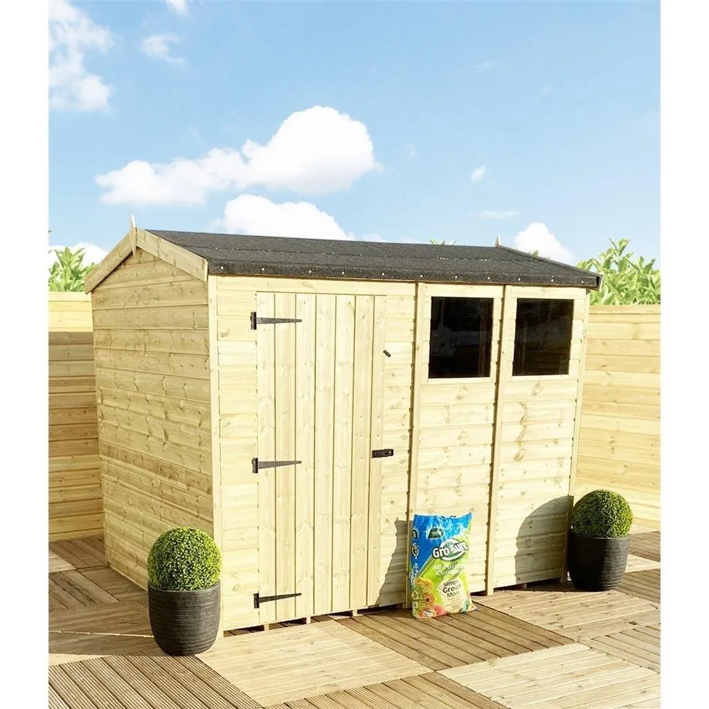 Marlborough 11 x 6 Pressure Treated High Eaves Reverse Apex Shed with Single Door in Natural 2