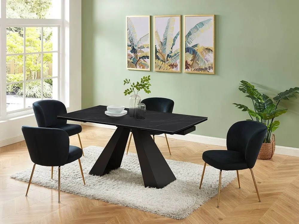 Vente-unique 6 - 10 Seater Extendable Dining Table In Tempered Glass, Ceramic and in Black 5