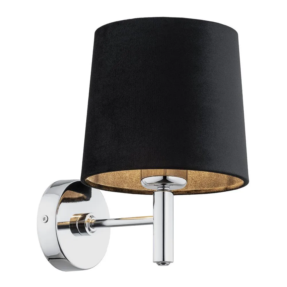 Netlighting Bolzano Plus Wall Lamp With Shade Dark Grey Chrome in Black