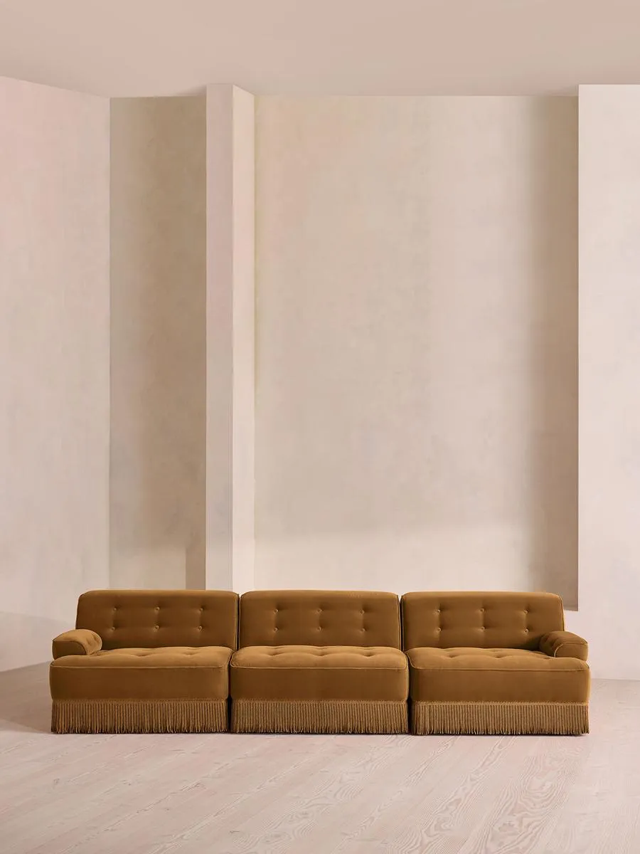 Elowen Modular Sofa, Four Seater, Velvet, Mustard