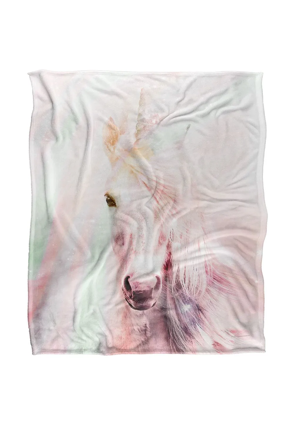 Reinders Unicorn Portrait Silky Touch Super Soft Throw Blanket 152 X 127 cm in White
