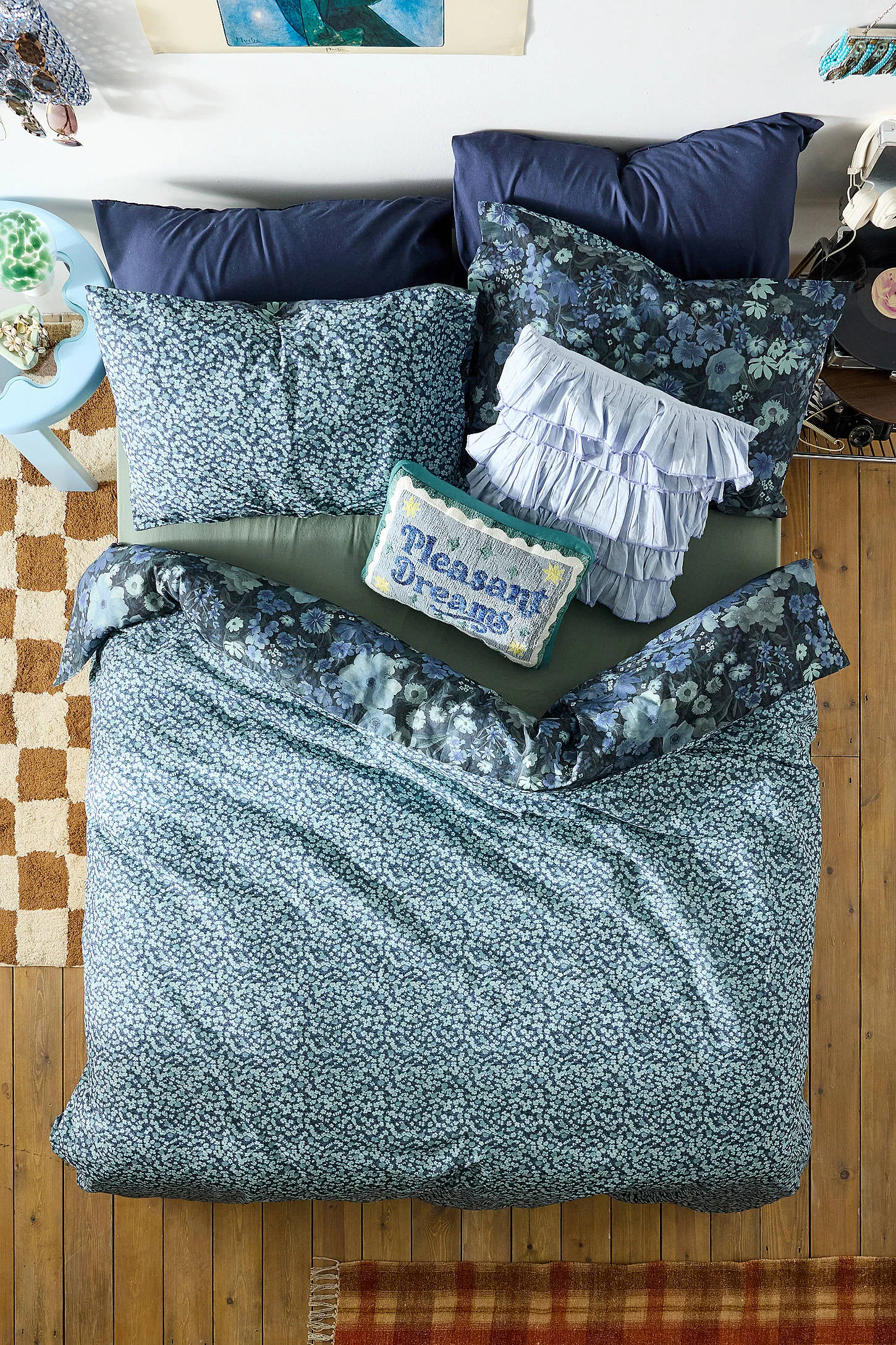 Blue Marti Floral Duvet Set - Blue Single 2