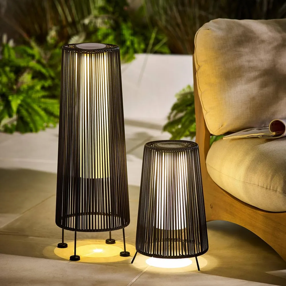 FurnitureboxUK Naples Black Rattan Solar Outdoor Lantern 5