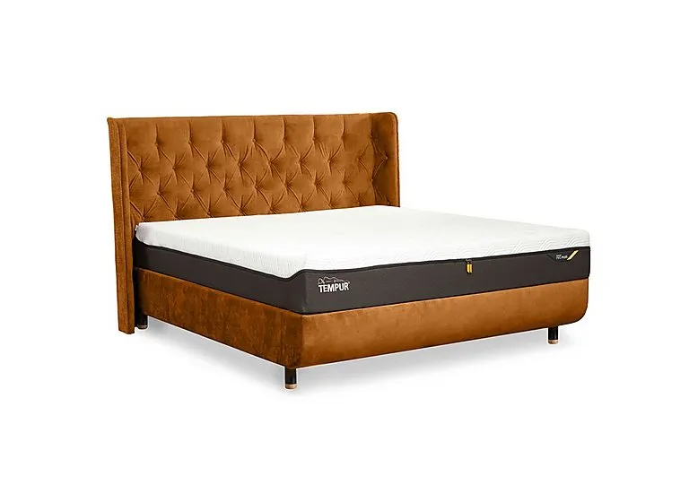 Arc Disc Bed Frame with Luxury Headboard - King Size - Mustard