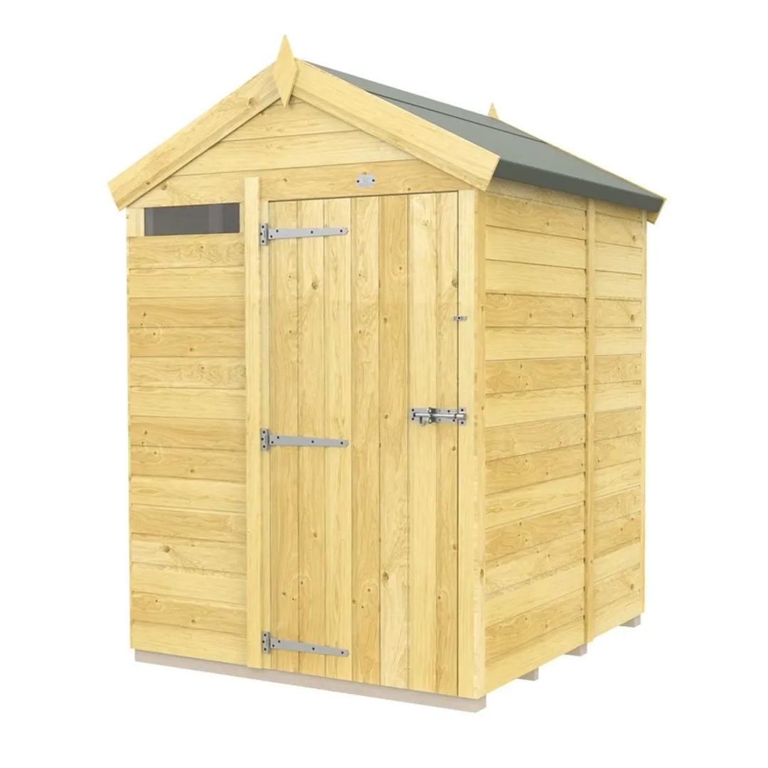 Buttercup Farm 5 x 5 Feet Apex Security Shed - Single Door - L158 x W147 x H217 cm in Brown