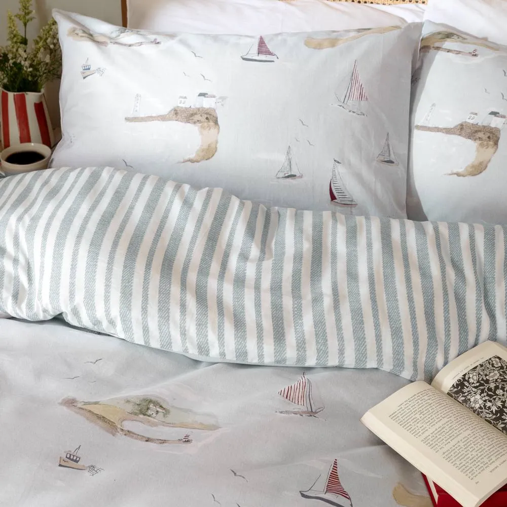 Wylder Abersoch Shore Reversible 100% Cotton Duvet Cover Set in Blue 2