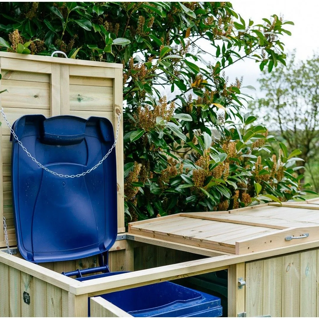 Buttercup Farm Shireburn Quintet Wheelie Bin Store, Timber, Fits 5x 360L Wheelie Bins in Brown 4