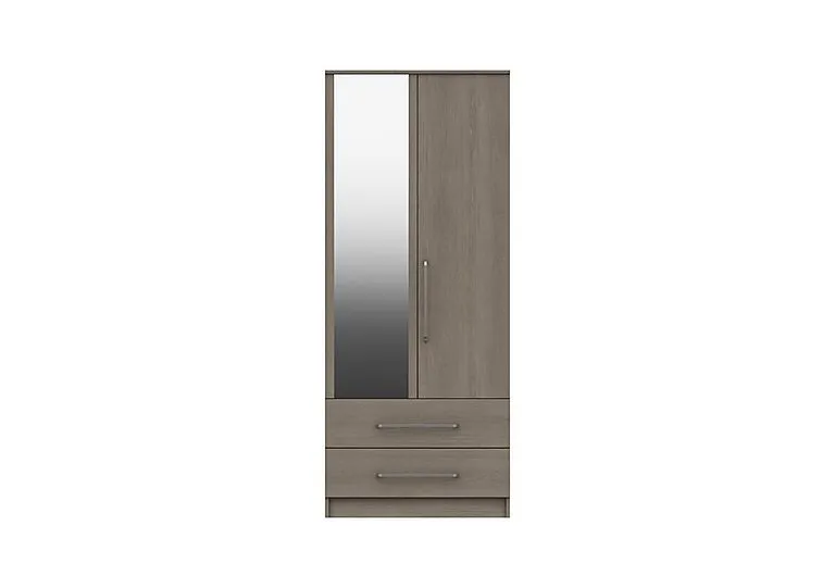 London Bedroomsfriars 2 Door 2 Drawer Wardrobe with Mirror - Beige Grey Oak