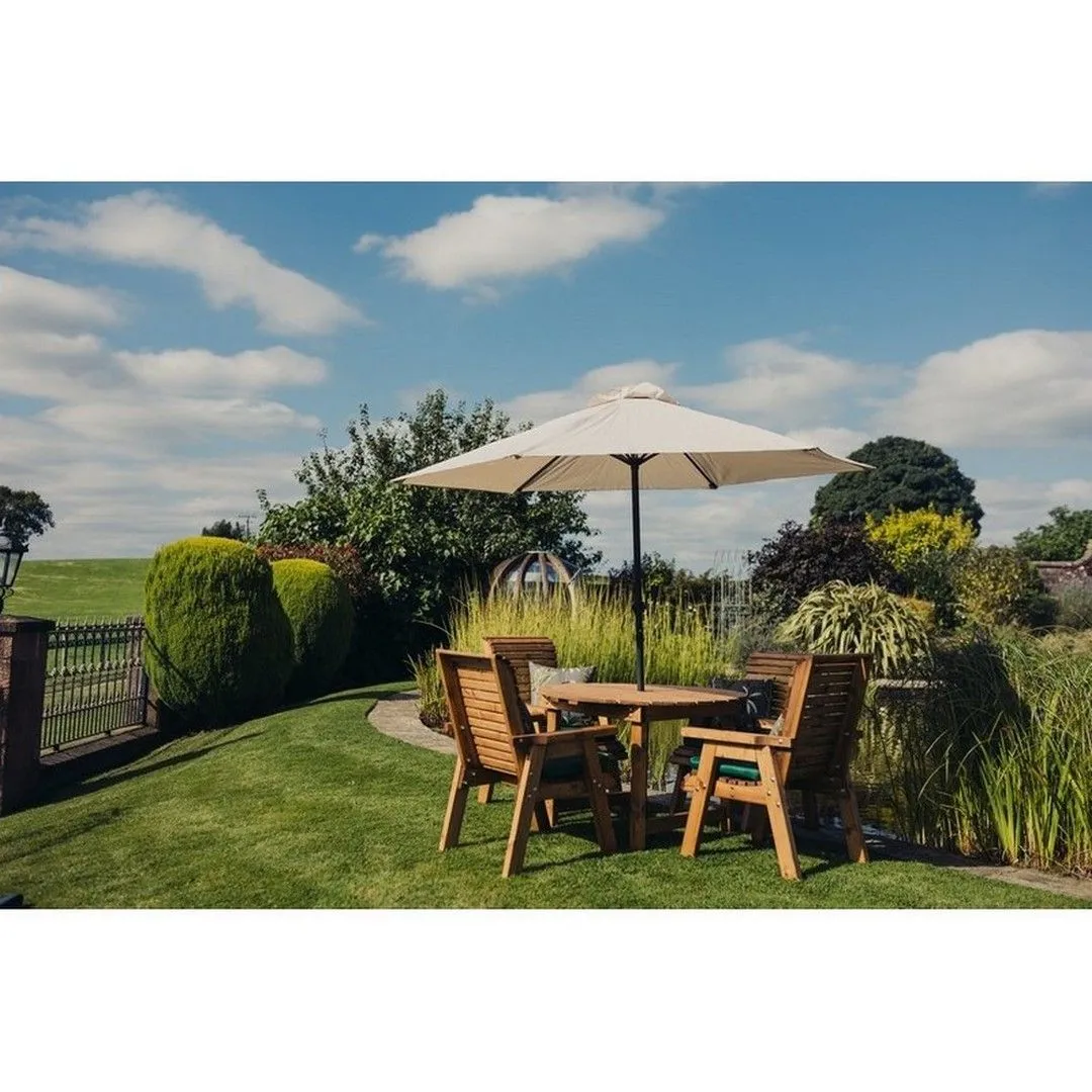 Churnet Valley Garden Furniture Ltd Valley Round 4XC Set - Min. Assembly Required - Set of Cushions Inc in Brown 6