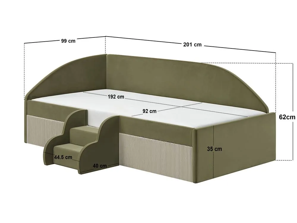 Flair Aviana Velvet Low Sleeper Bed with Beige Cord in Green 6